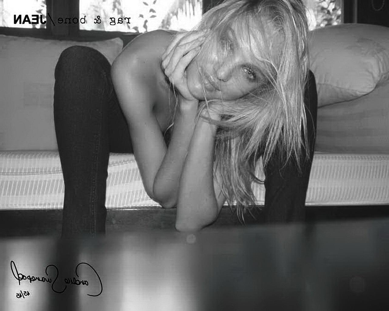 16P Candice Swanepoel topless but hiding her boobs for Rag  Bone Fall/Winter 2011 ph