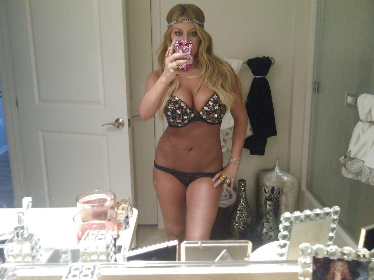 16P Aubrey O'Day posing in various bikinis and topless selfshoot for Twitter