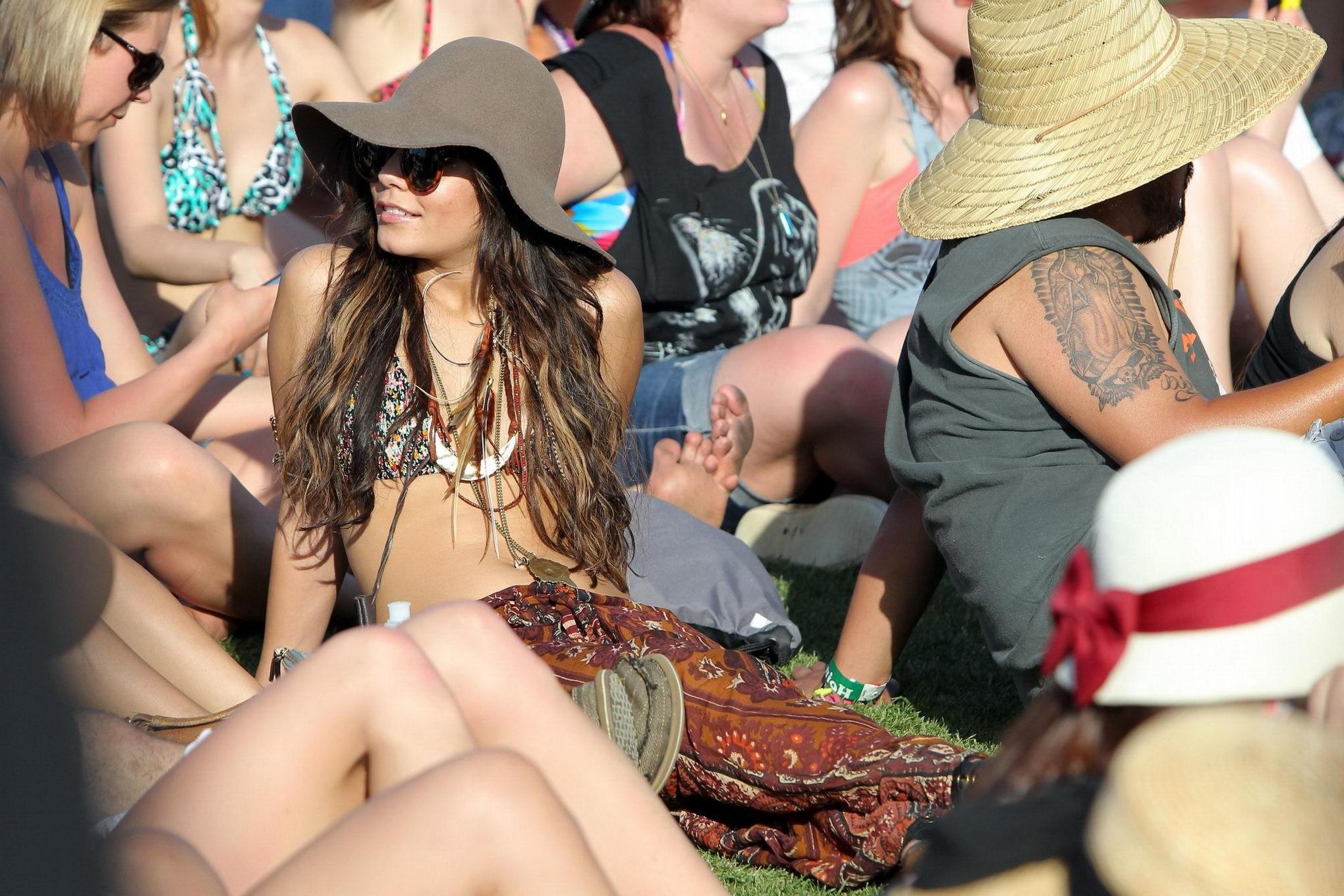 16P Vanessa Hudgens wearing bikini top at the Coachella Valley Music  Arts Festival
