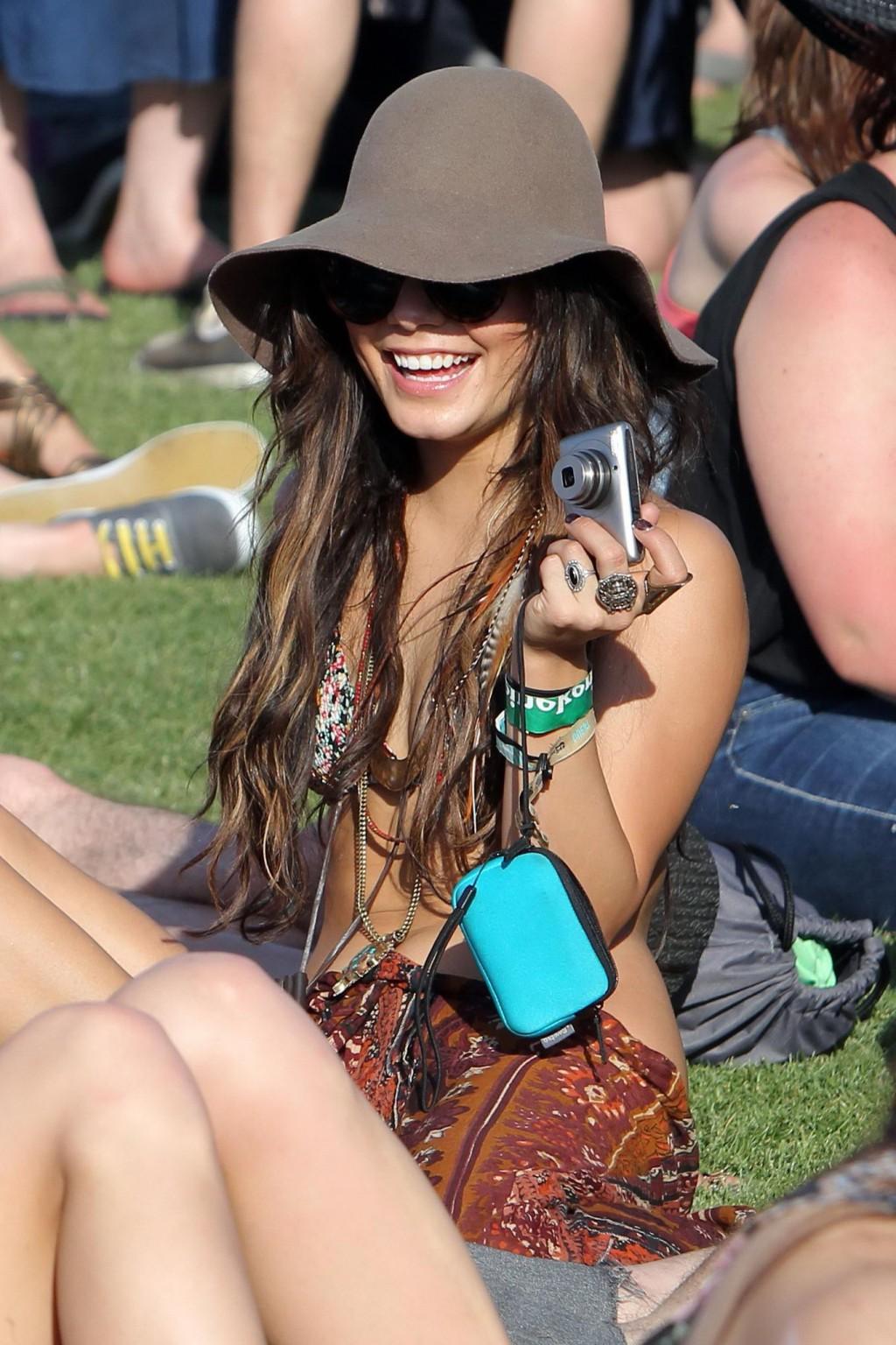 16P Vanessa Hudgens wearing bikini top at the Coachella Valley Music  Arts Festival