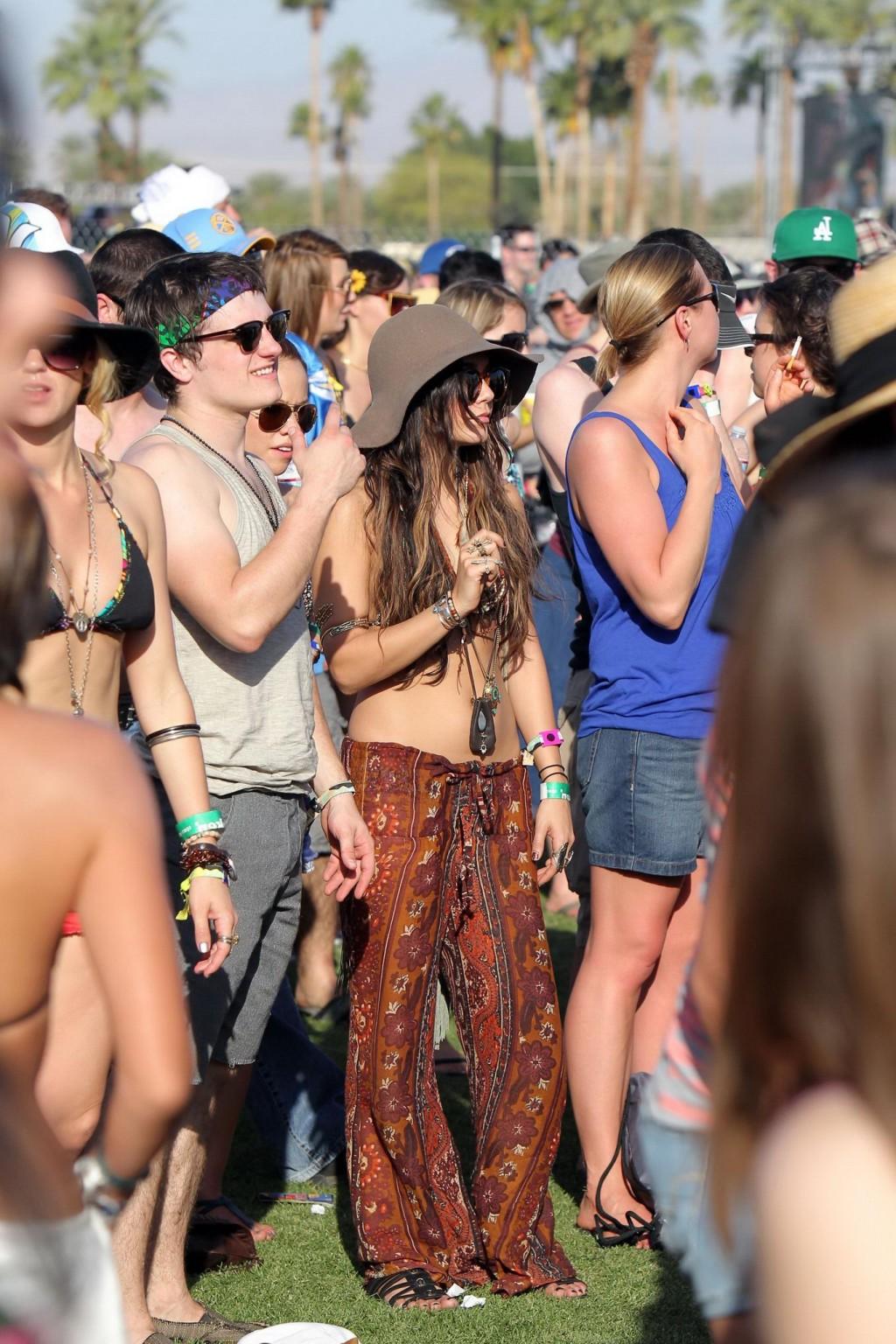 16P Vanessa Hudgens wearing bikini top at the Coachella Valley Music  Arts Festival