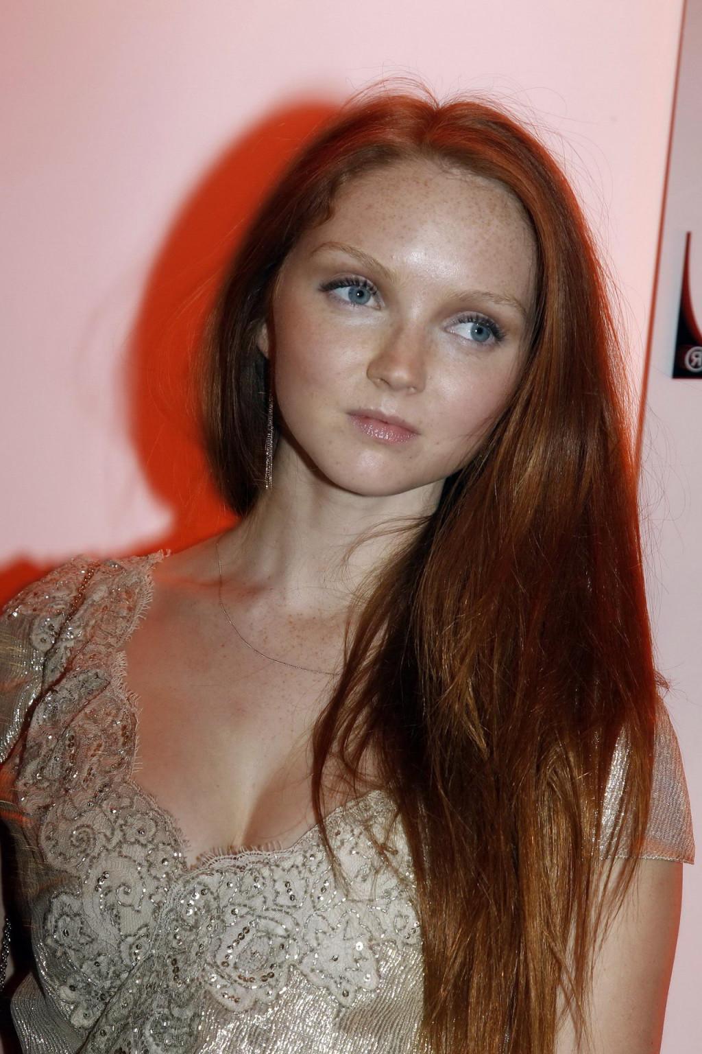 16P Lily Cole leggy in a nasty short dress at Dior Dinner Cocktail Reception in Cann