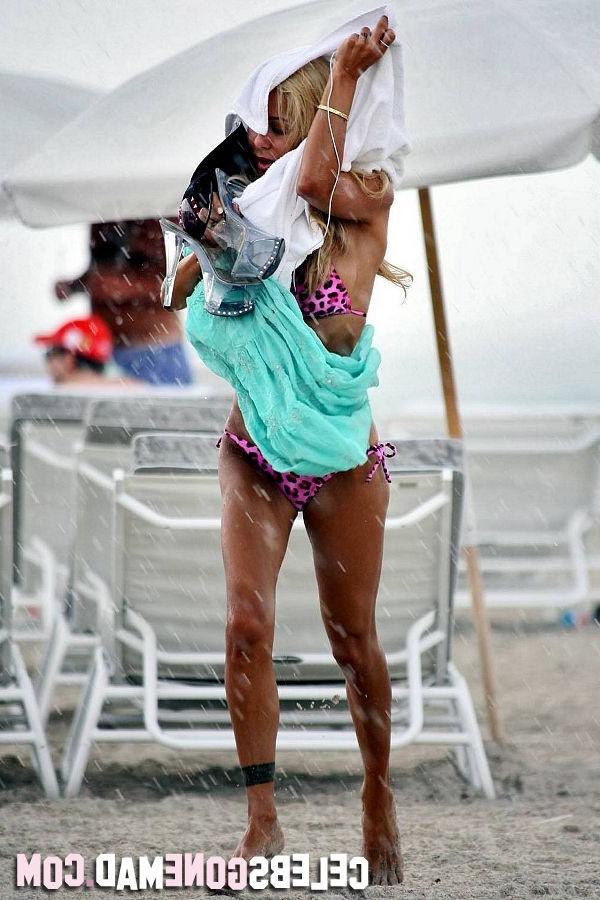 15P Shauna Sand exposing her juggs in hot bikini at the beach