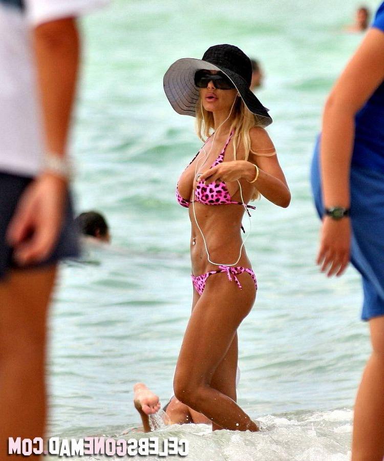 15P Shauna Sand exposing her juggs in hot bikini at the beach