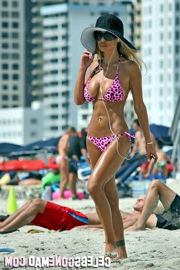 15P Shauna Sand exposing her juggs in hot bikini at the beach