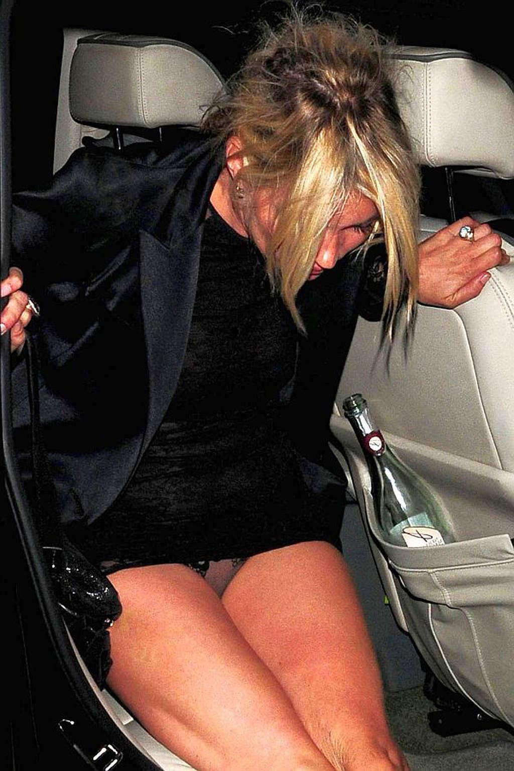 16P Kate Moss leggy on stage and upskirt and topless on beach