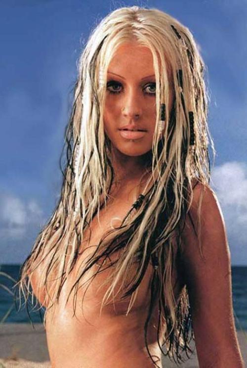 16P Christina Aguilera posing topless and sexy paparazzi pictures