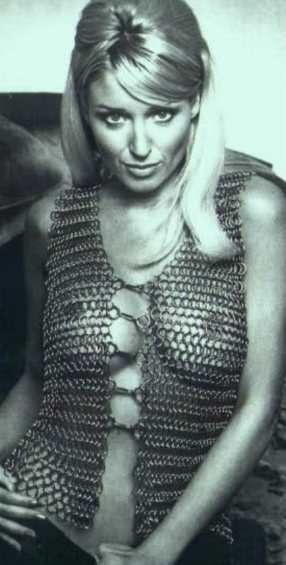 16P Danii Minogue show big tits in topless and see thru dress