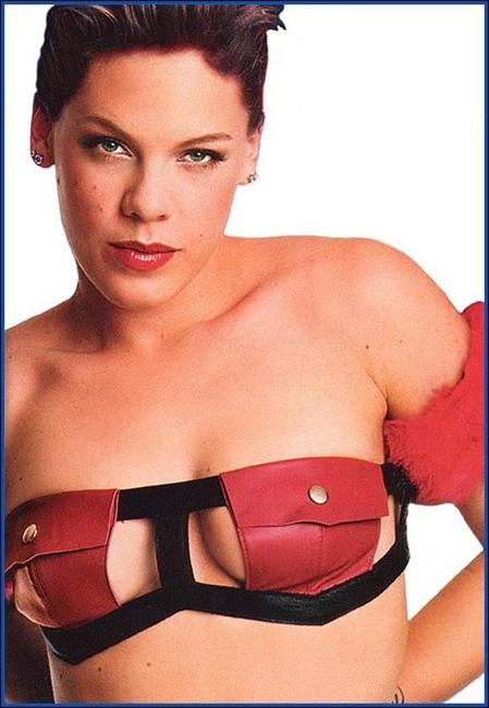 16P Nasty singer Pink bikini posing