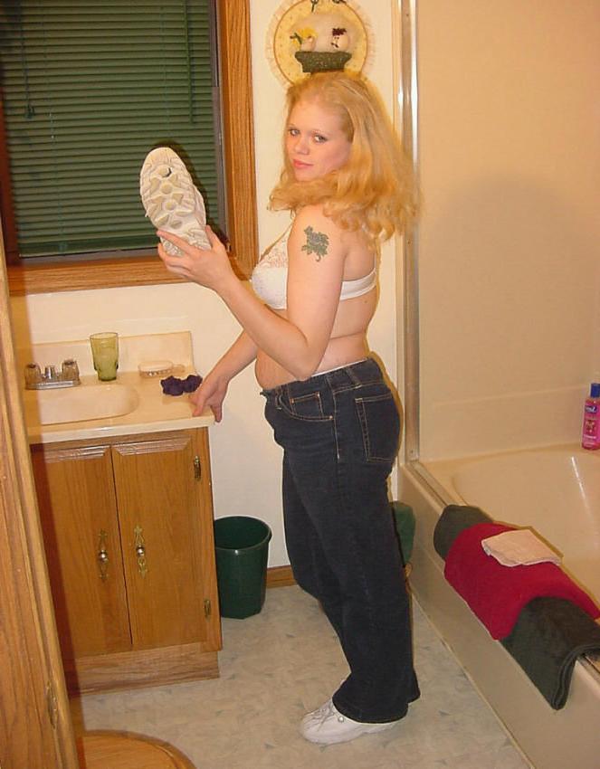 15P Cute chubby amateur redhead posing