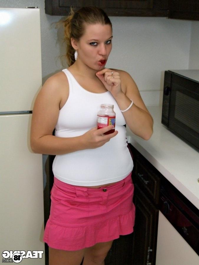 12P Chubby teen girl doing her best to tease