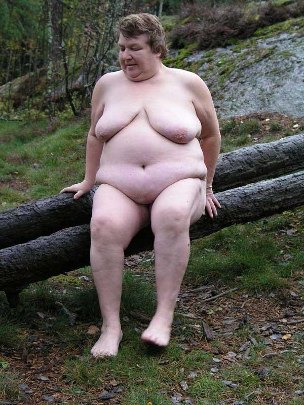 15P Big fat bbw granny with big boobs outdoors