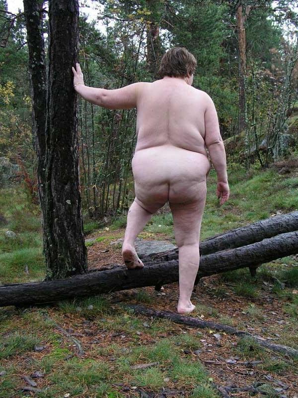 15P Big fat bbw granny with big boobs outdoors