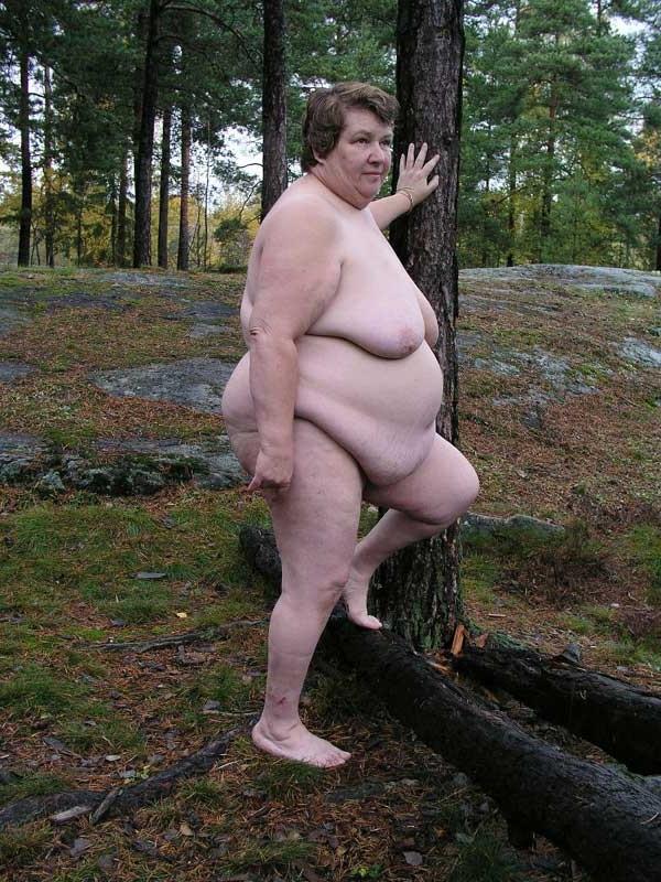 15P Big fat bbw granny with big boobs outdoors