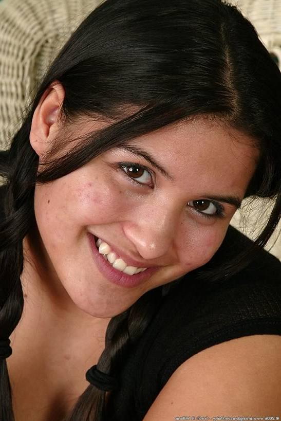 15P Exotic chubby hairy latina chica plays with her huge funbags