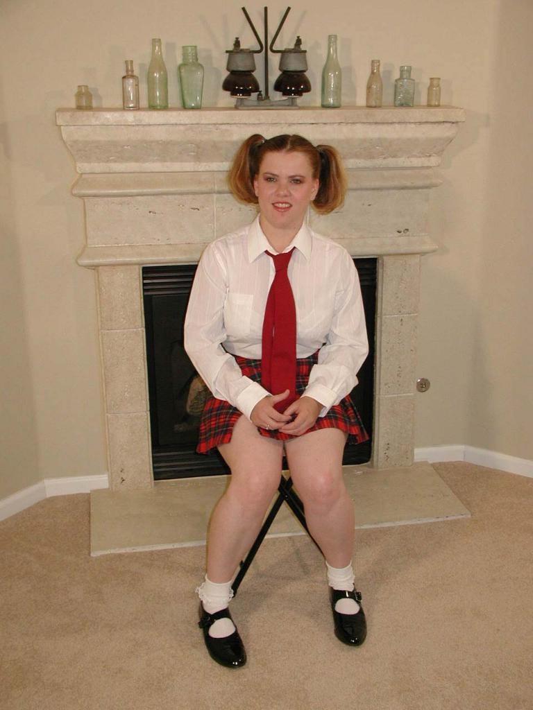 18P Chubby teen in uniform getting her pussy stuffed by dildo