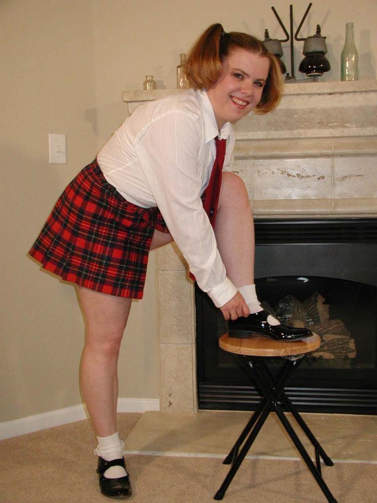 18P Chubby teen in uniform getting her pussy stuffed by dildo