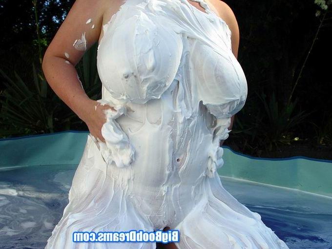 16P chubby busty babe with whipped cream