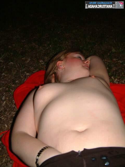 13P Fat teen slut sucking cock in the park at night