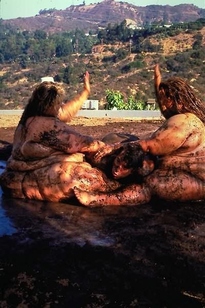 16P Two fat whales wrestling in mud