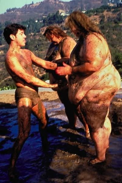 16P Two fat whales wrestling in mud