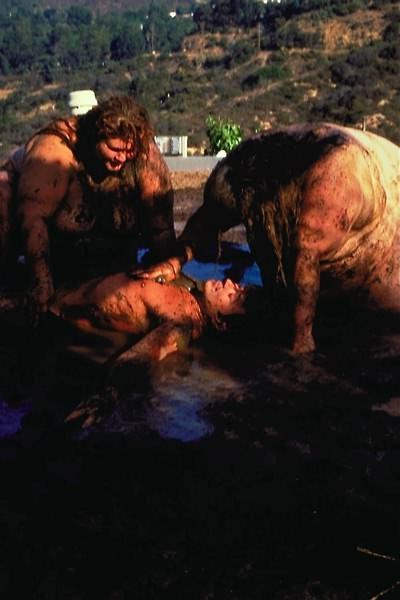 16P Two fat whales wrestling in mud