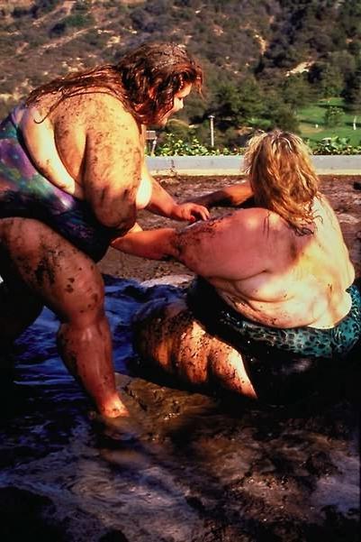 16P Two fat whales wrestling in mud