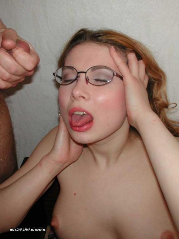 10P Kinky horny chick with glasses gets a load of sticky jizz