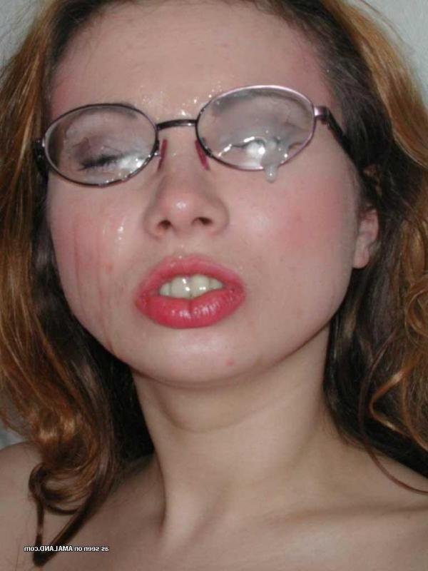10P Kinky horny chick with glasses gets a load of sticky jizz