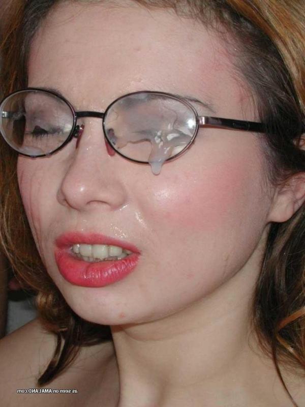 10P Kinky horny chick with glasses gets a load of sticky jizz