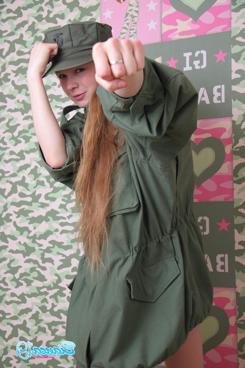15P Cute nineteen year old teen in military uniform