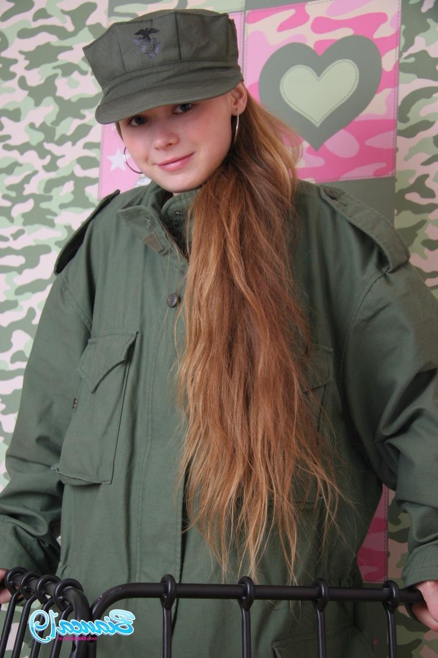 15P Cute nineteen year old teen in military uniform