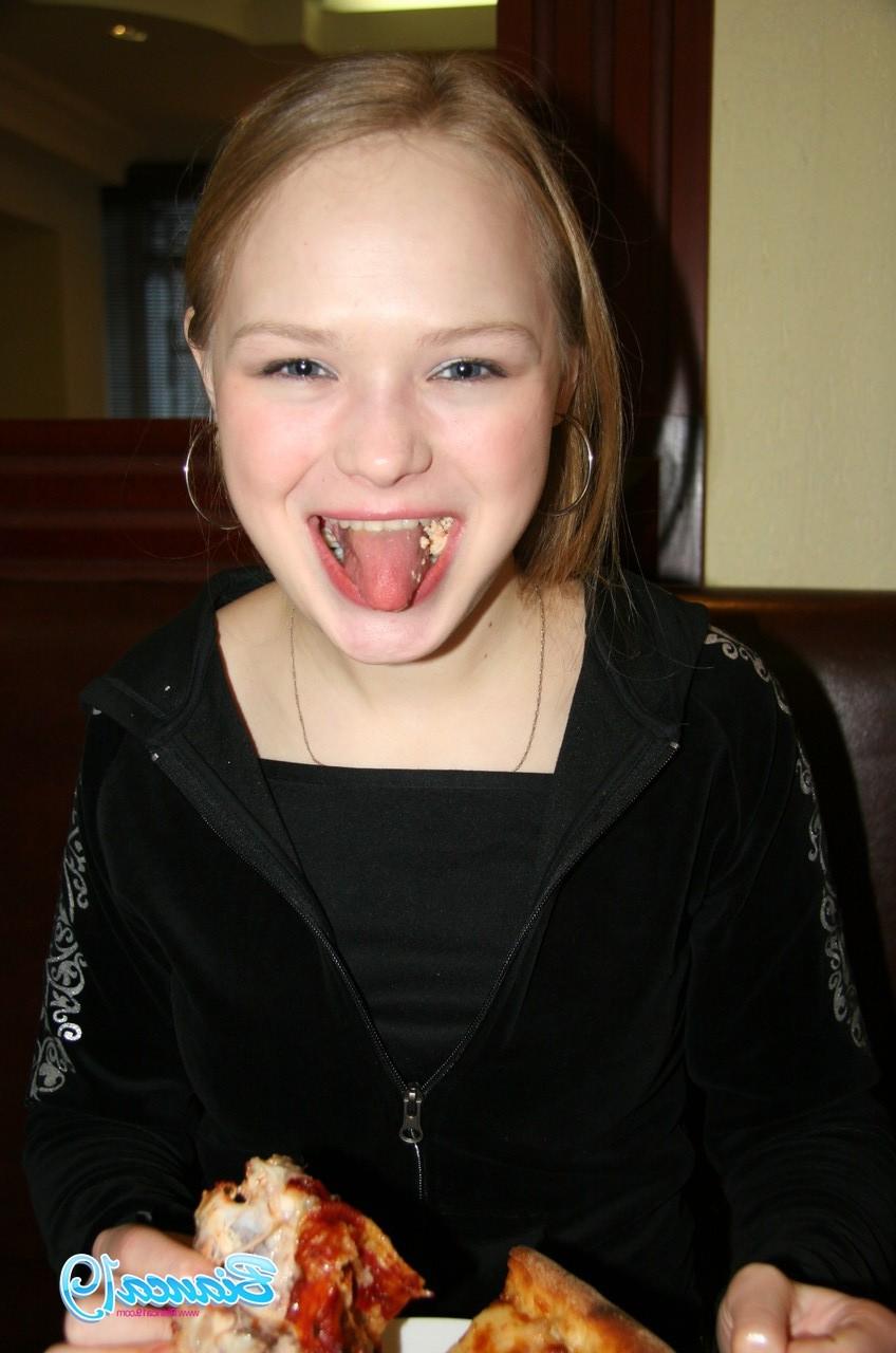 16P Cute nineteen year old teen eating food