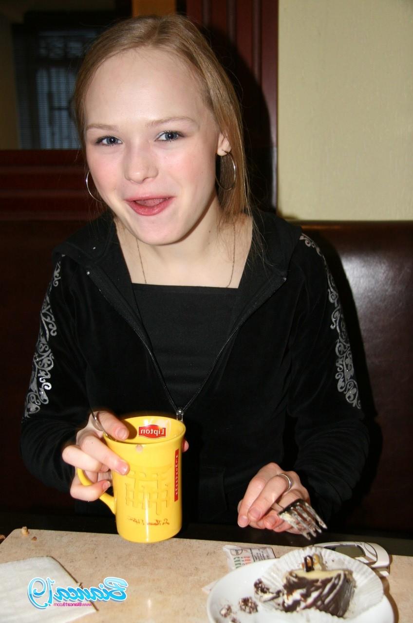 16P Cute nineteen year old teen eating food