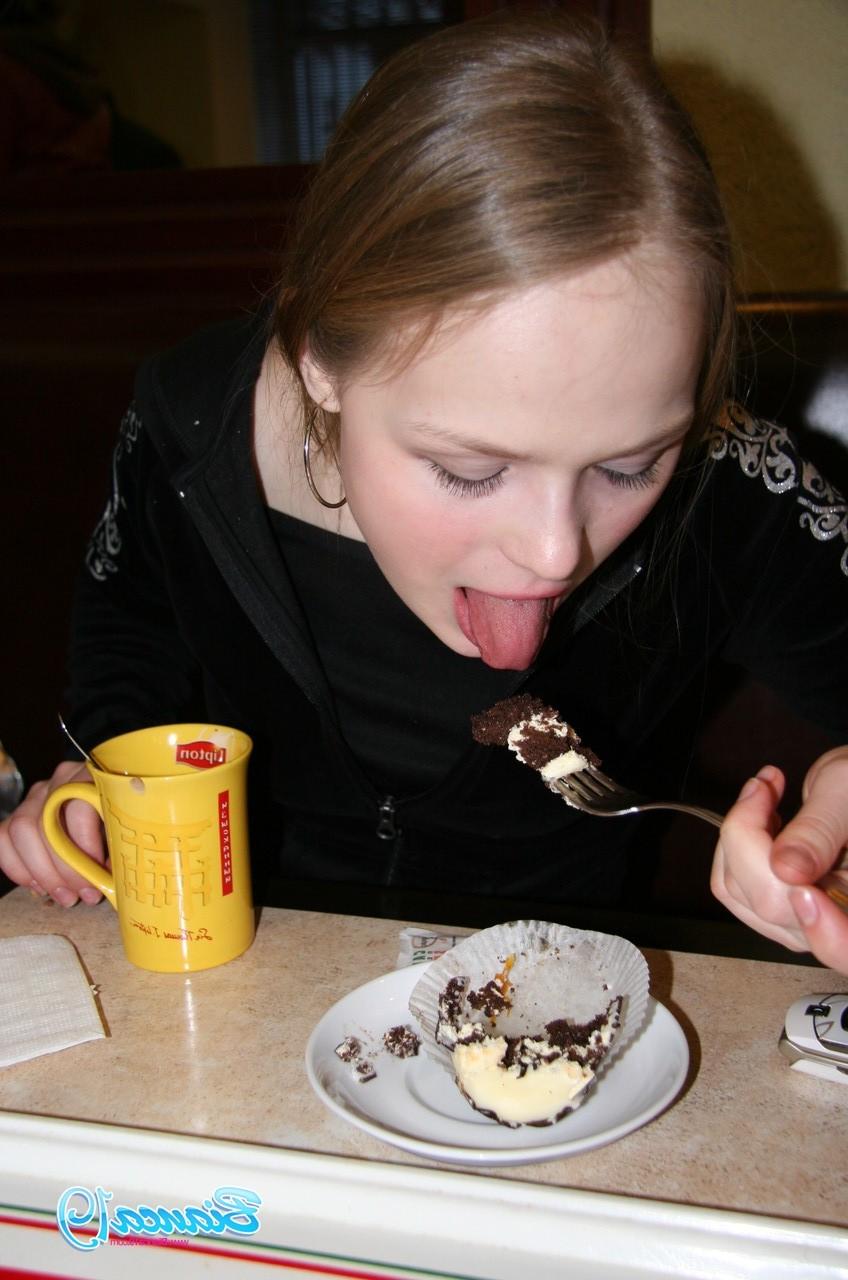 16P Cute nineteen year old teen eating food