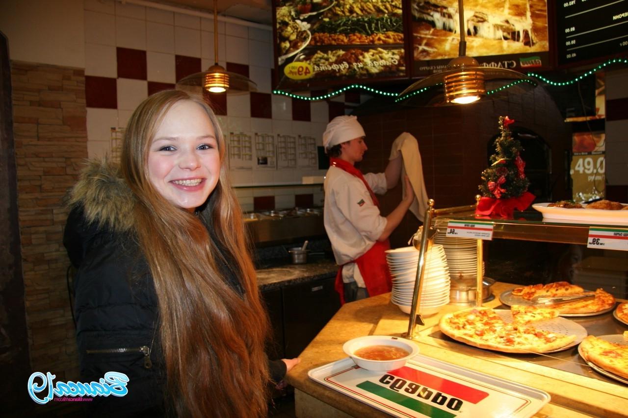 16P Cute nineteen year old teen eating food