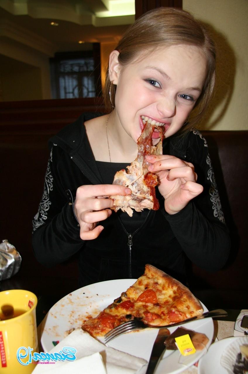 16P Cute nineteen year old teen eating food