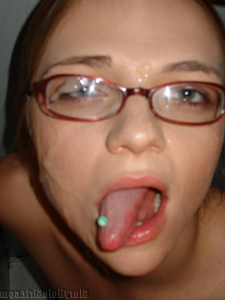 20P Cute teen slut gets blasted with messy cum at gloryhole
