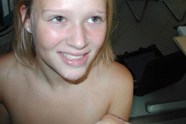 15P Big titted amateur girlfriend in glasses facialed