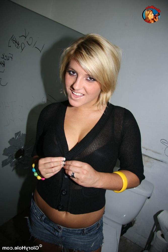 16P Blonde babe sucks a huge black cock for cum through a gloryhole