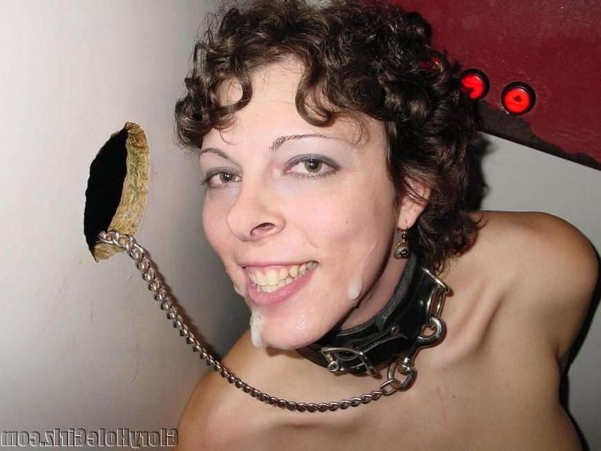 19P Sexy brunette gloryhole slut facialized by total strangers