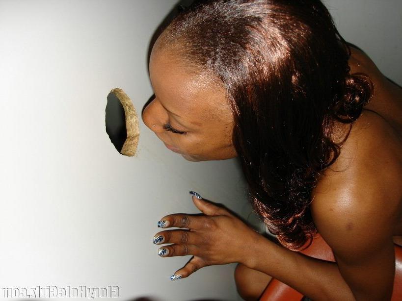 19P Sexy ebony slut sucks cock and gets fucked at a gloryhole