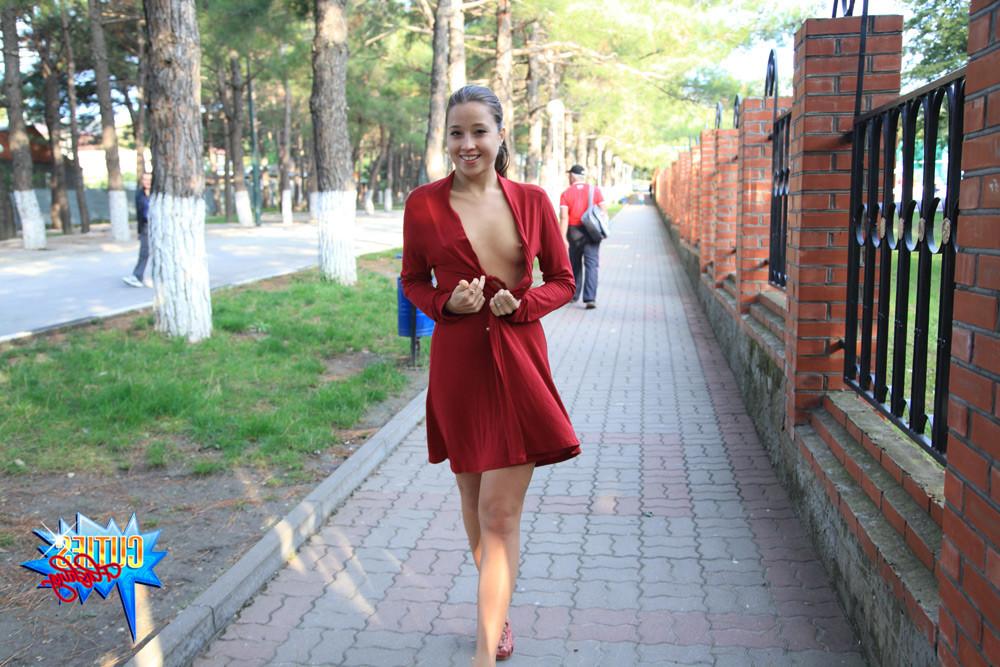 16P Cute exhibitionist with hourglass body at work