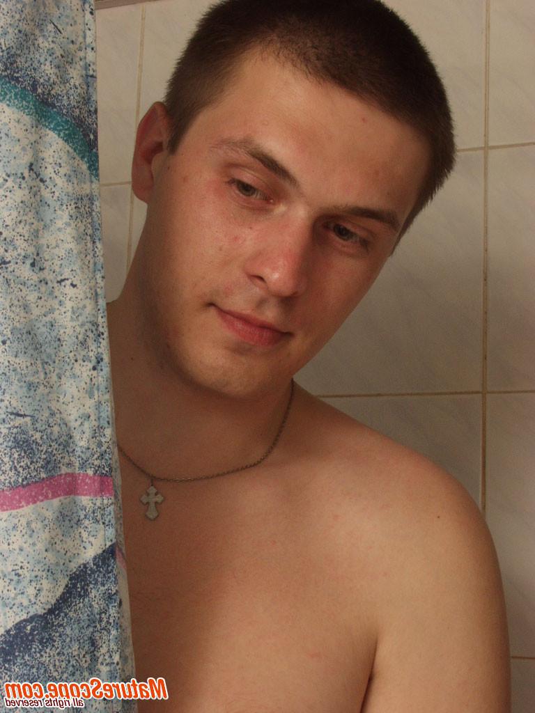 15P Blonde older play dildo and fucked young guy
