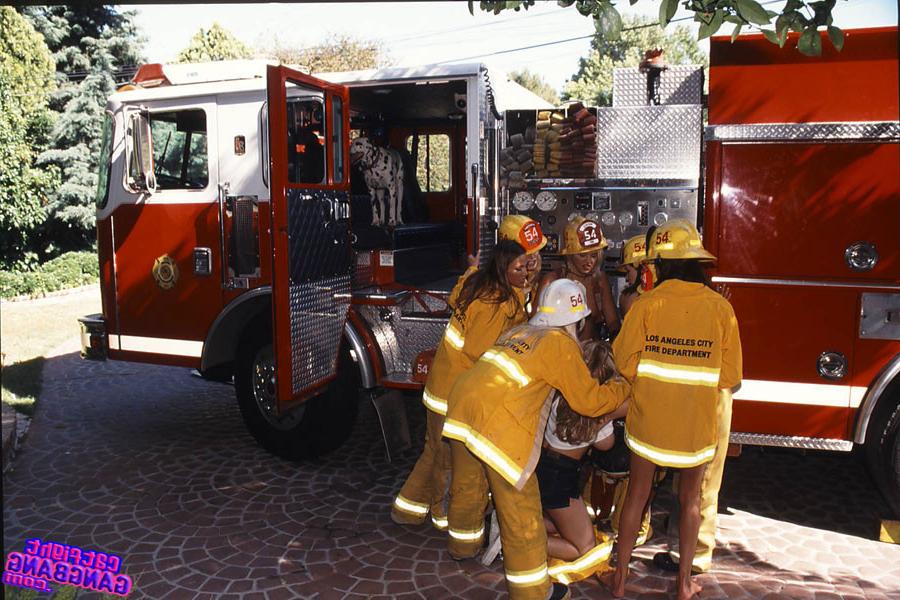 16P Wild horny lesbian firefighters pussy licking &amp;amp; dildo playing