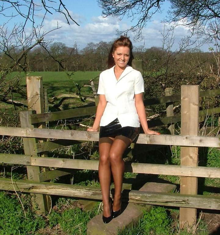 15P Amateur stocking model posing in the nature