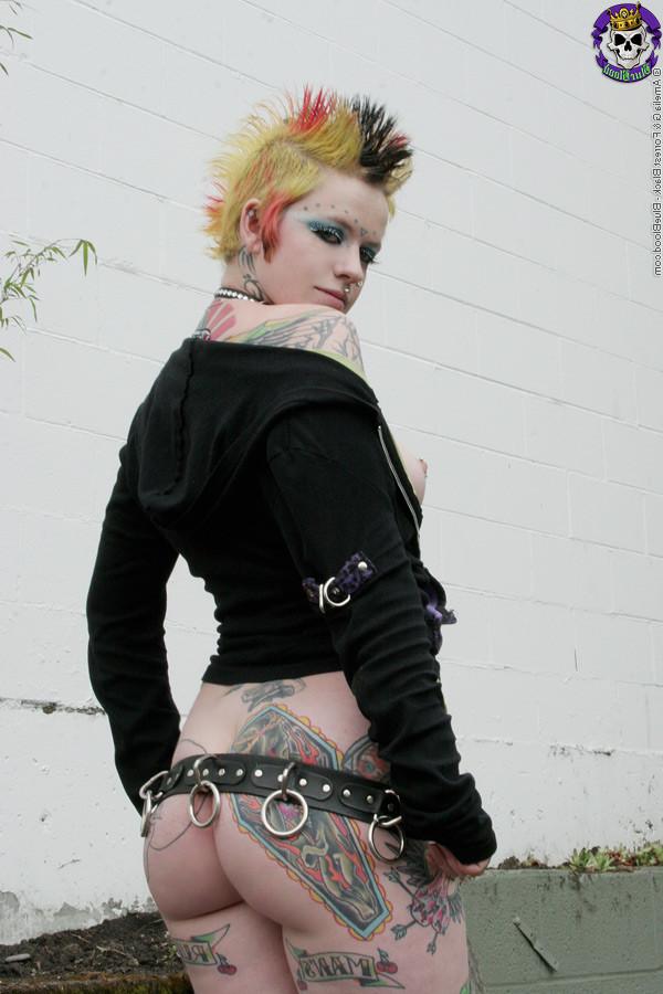16P Hot tattooed punk babe by gravestone