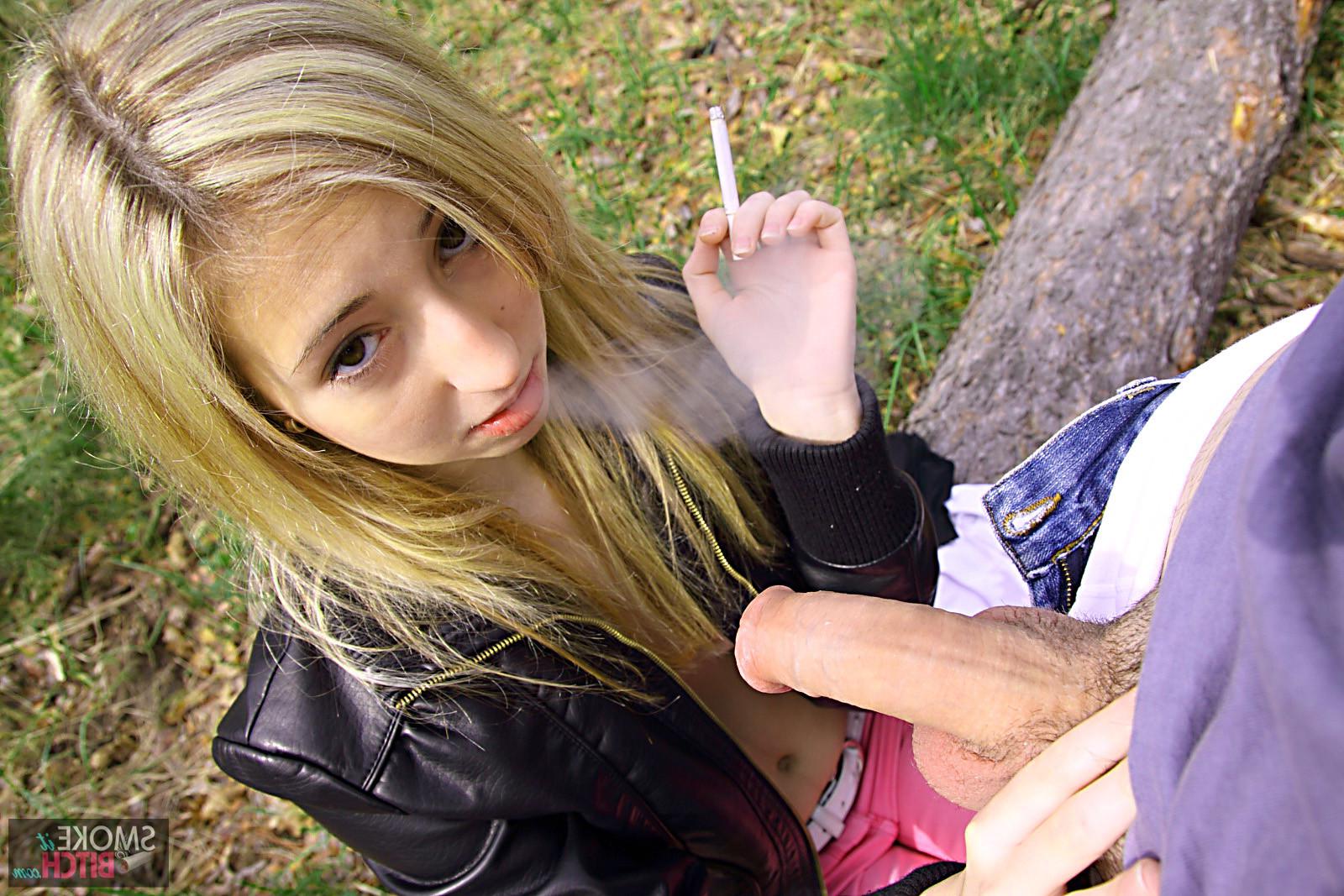 16P Smoking Blow Job in the Woods 
