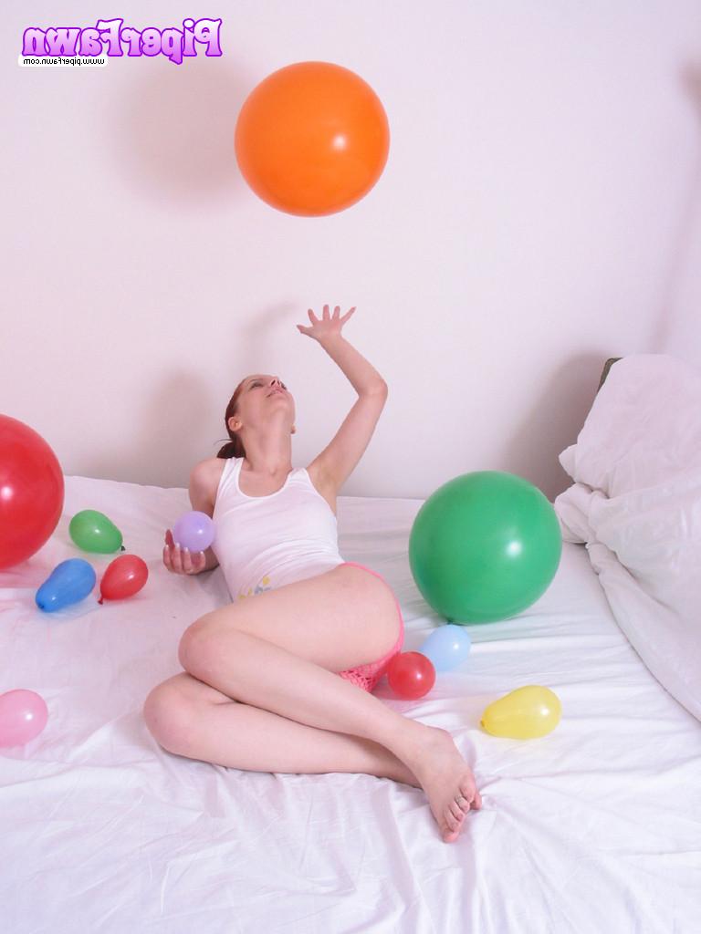 16P Busty redhead teen plays with balloons