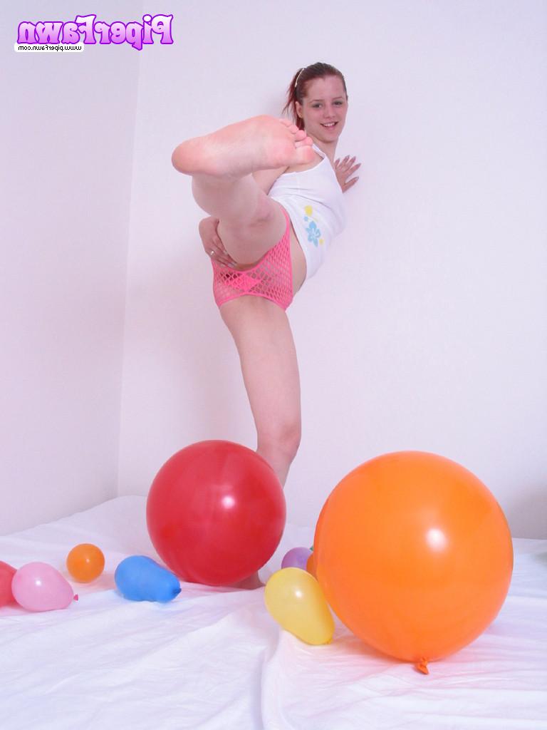 16P Busty redhead teen plays with balloons